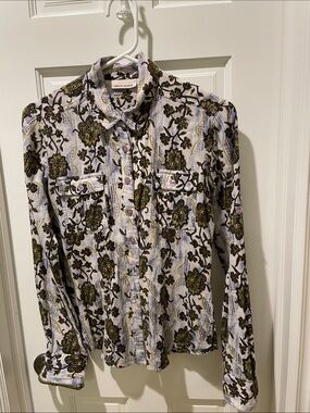 DKNY Jeans Print Button Down Shirt With Pockets Size S